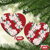Ia Orana Tahiti Tiare Ceramic Ornament Crimson Lei LT7 Heart Red - Polynesian Pride