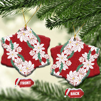 Ia Orana Tahiti Tiare Ceramic Ornament Crimson Lei LT7 Snow Flake Red - Polynesian Pride