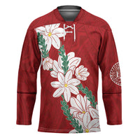Ia Orana Tahiti Tiare Hockey Jersey Crimson Lei LT7 Unisex Red - Polynesian Pride