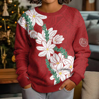 Ia Orana Tahiti Tiare Kid Ugly Christmas Sweater Crimson Lei - Polynesian Pride