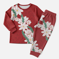 Ia Orana Tahiti Tiare Christmas Pajama Set Crimson Lei LT7 Men Red - Polynesian Pride