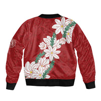 Ia Orana Tahiti Tiare Sleeve Zip Bomber Jacket Crimson Lei - Polynesian Pride