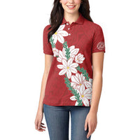 Ia Orana Tahiti Tiare Women Polo Shirt Crimson Lei - Polynesian Pride