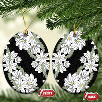 Ia Orana Tahiti Tiare Ceramic Ornament Black Lei LT7 Oval Black - Polynesian Pride