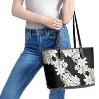 Ia Orana Tahiti Tiare Leather Tote Bag Black Lei - Polynesian Pride