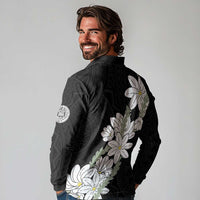 Ia Orana Tahiti Tiare Long Sleeve Polo Shirt Black Lei LT7 - Polynesian Pride