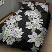 Ia Orana Tahiti Tiare Quilt Bed Set Black Lei LT7 - Polynesian Pride
