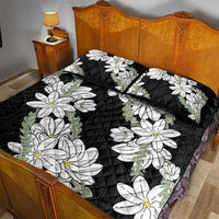 Ia Orana Tahiti Tiare Quilt Bed Set Black Lei LT7 - Polynesian Pride