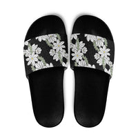 Ia Orana Tahiti Tiare Slide Sandals Black Lei LT7 Black - Polynesian Pride
