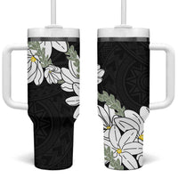 Ia Orana Tahiti Tiare Tumbler With Handle Black Lei - Polynesian Pride