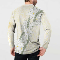 Ia Orana Tahiti Tiare Button Sweatshirt Lemon Yellow Lei LT7 - Polynesian Pride