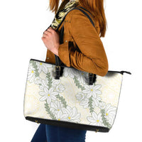 Ia Orana Tahiti Tiare Leather Tote Bag Lemon Yellow Lei LT7 Lemon - Polynesian Pride