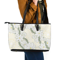 Ia Orana Tahiti Tiare Leather Tote Bag Lemon Yellow Lei LT7 - Polynesian Pride