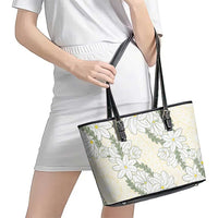 Ia Orana Tahiti Tiare Leather Tote Bag Lemon Yellow Lei LT7 - Polynesian Pride