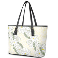 Ia Orana Tahiti Tiare Leather Tote Bag Lemon Yellow Lei LT7 - Polynesian Pride