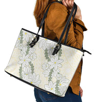 Ia Orana Tahiti Tiare Leather Tote Bag Lemon Yellow Lei LT7 - Polynesian Pride