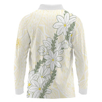 Ia Orana Tahiti Tiare Long Sleeve Polo Shirt Lemon Yellow Lei LT7 - Polynesian Pride