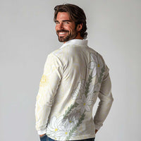 Ia Orana Tahiti Tiare Long Sleeve Polo Shirt Lemon Yellow Lei LT7 - Polynesian Pride