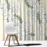 Ia Orana Tahiti Tiare Window Curtain Lemon Yellow Lei - Polynesian Pride