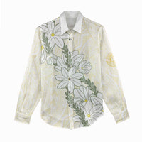 Ia Orana Tahiti Tiare Women Casual Shirt Lemon Yellow Lei - Polynesian Pride