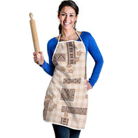 Hawaiian Quilt Tapa On Beige Palaka Motifs Apron LT7 - Polynesian Pride