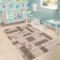 Hawaiian Quilt Tapa On Beige Palaka Motifs Area Rug LT7 - Polynesian Pride