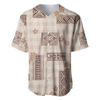Hawaiian Quilt Tapa On Beige Palaka Motifs Baseball Jersey LT7 Beige - Polynesian Pride