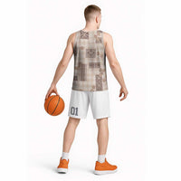 Hawaiian Quilt Tapa On Beige Palaka Motifs Basketball Jersey LT7 - Polynesian Pride