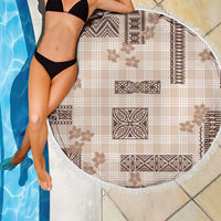 Hawaiian Quilt Tapa On Beige Palaka Motifs Beach Blanket LT7 - Polynesian Pride