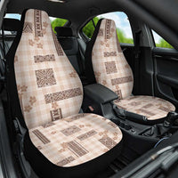Hawaiian Quilt Tapa On Beige Palaka Motifs Car Seat Cover LT7 One Size Beige - Polynesian Pride