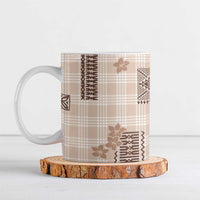 Hawaiian Quilt Tapa On Beige Palaka Motifs Ceramic Mug LT7 Beige - Polynesian Pride