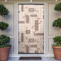 Hawaiian Quilt Tapa On Beige Palaka Motifs Door Cover LT7 Beige - Polynesian Pride