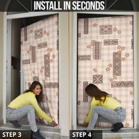 Hawaiian Quilt Tapa On Beige Palaka Motifs Door Cover LT7 - Polynesian Pride