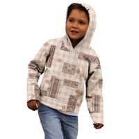 Hawaiian Quilt Tapa On Beige Palaka Motifs Kid Hoodie LT7 - Polynesian Pride