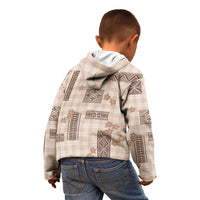 Hawaiian Quilt Tapa On Beige Palaka Motifs Kid Hoodie LT7 - Polynesian Pride