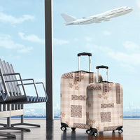 Hawaiian Quilt Tapa On Beige Palaka Motifs Luggage Cover LT7 - Polynesian Pride