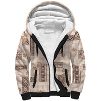 Hawaiian Quilt Tapa On Beige Palaka Motifs Sherpa Hoodie LT7 Unisex Beige - Polynesian Pride