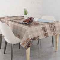 Hawaiian Quilt Tapa On Beige Palaka Motifs Tablecloth LT7 - Polynesian Pride