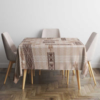 Hawaiian Quilt Tapa On Beige Palaka Motifs Tablecloth LT7 - Polynesian Pride