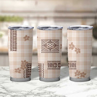 Hawaiian Quilt Tapa On Beige Palaka Motifs Tumbler Cup LT7 - Polynesian Pride