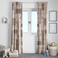 Hawaiian Quilt Tapa On Beige Palaka Motifs Window Curtain LT7 - Polynesian Pride