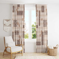 Hawaiian Quilt Tapa On Beige Palaka Motifs Window Curtain LT7 - Polynesian Pride