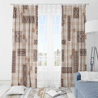 Hawaiian Quilt Tapa On Beige Palaka Motifs Window Curtain LT7 - Polynesian Pride