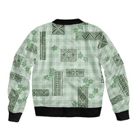 Hawaiian Quilt Tapa On Pastel Mint Palaka Motifs Bomber Jacket LT7 - Polynesian Pride