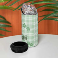 Hawaiian Quilt Tapa On Pastel Mint Palaka Motifs 4 in 1 Can Cooler Tumbler