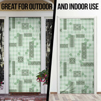 Hawaiian Quilt Tapa On Pastel Mint Palaka Motifs Door Cover LT7 - Polynesian Pride