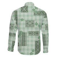 Hawaiian Quilt Tapa On Pastel Mint Palaka Motifs Family Matching Mermaid Dress and Hawaiian Shirt