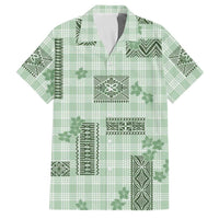 Hawaiian Quilt Tapa On Pastel Mint Palaka Motifs Family Matching Short Sleeve Bodycon Dress and Hawaiian Shirt