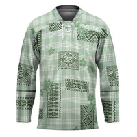 Hawaiian Quilt Tapa On Pastel Mint Palaka Motifs Hockey Jersey LT7 Unisex Mint - Polynesian Pride