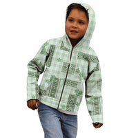 Hawaiian Quilt Tapa On Pastel Mint Palaka Motifs Kid Hoodie LT7 - Polynesian Pride